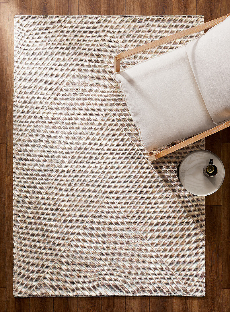 Herringbone-Stripe Wool Artisanal Rug See Available Sizes