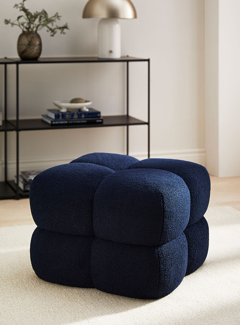 Bouclé texture quilted-style pouf product image (primary)