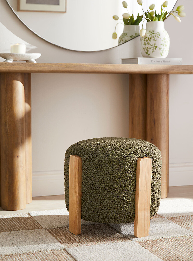 Rubberwood Legs Round Pouf