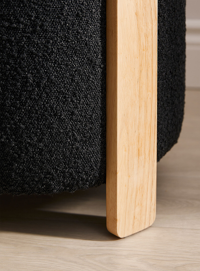 Rubberwood legs round pouf product image 2