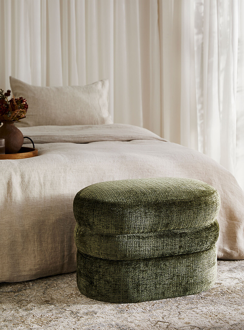 Bouclé Fabric Rounded Pouf