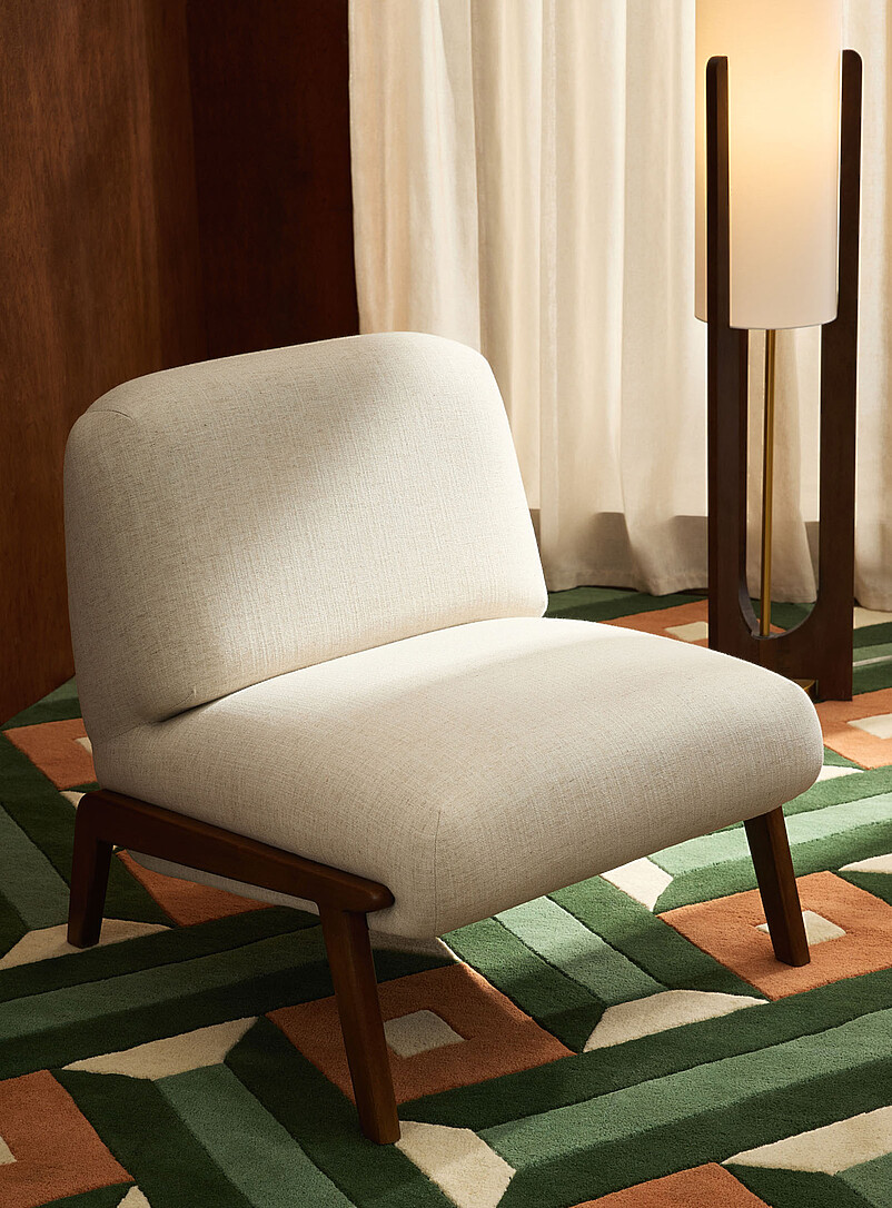 Zion wood accent cream chair product image (primary)