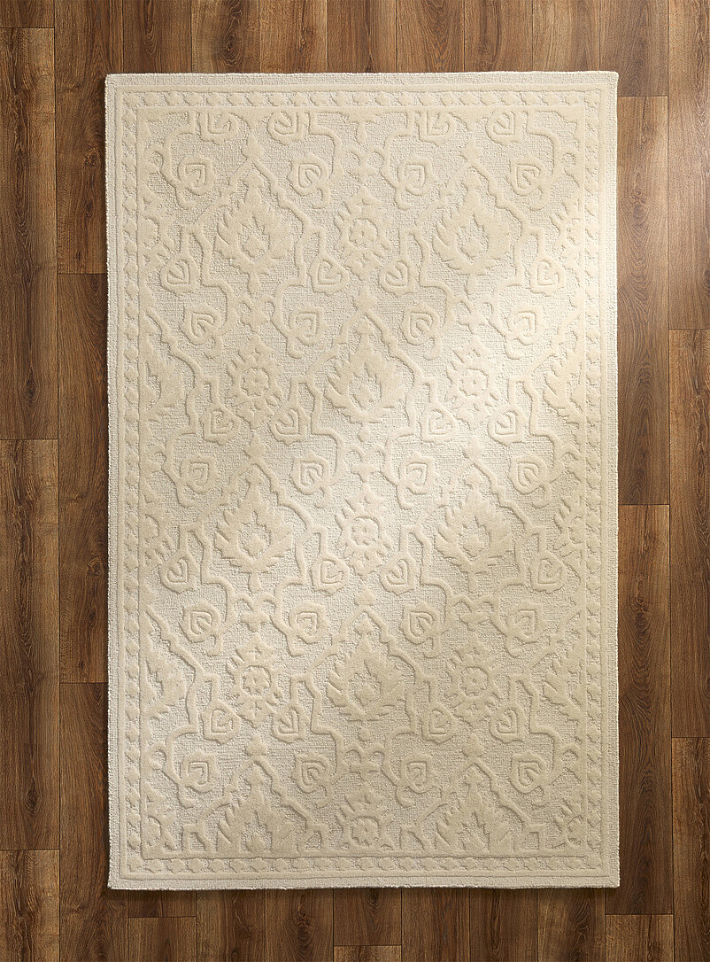 Embossed Flowers Plain Handmade Rug See Available Sizes
