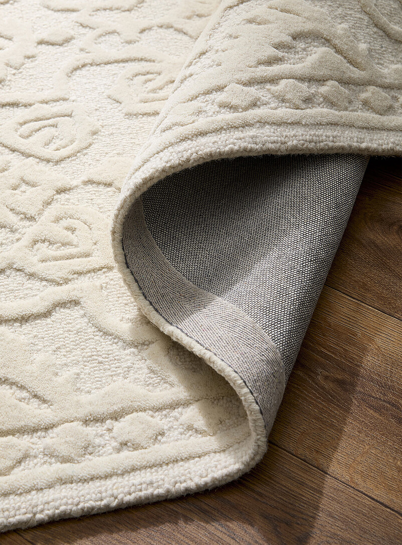 Embossed flowers plain handmade rug See available sizes product image 2