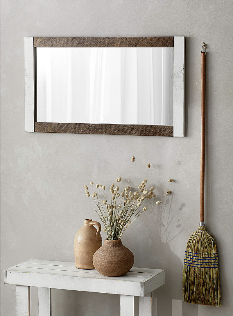 Springwater Woodcraft Cream Beige Two-tone contemporary mirror