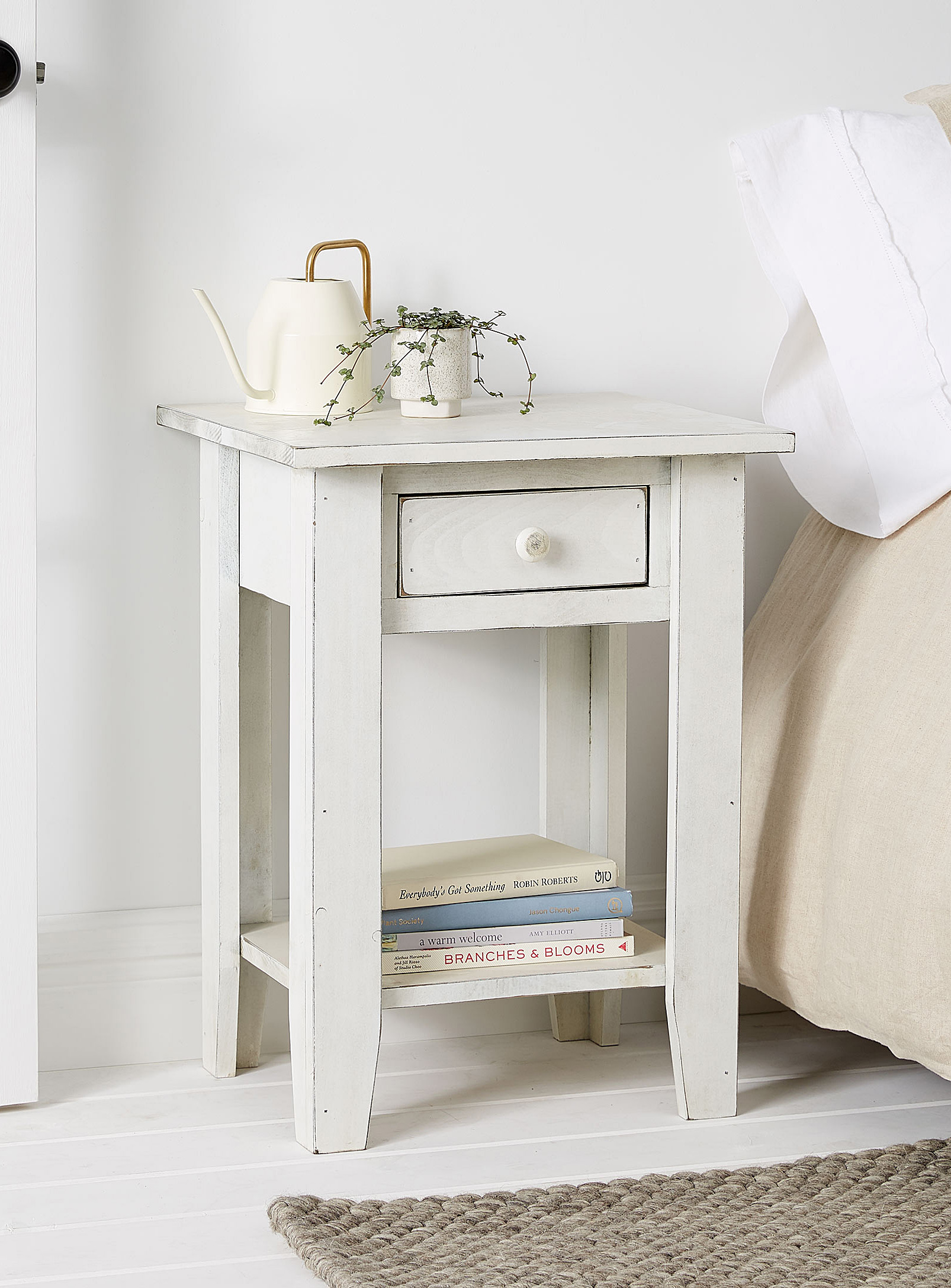 Springwater Woodcraft - Vintage white small accent table
