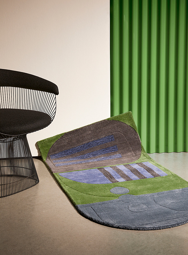 Ma Poésie: Le tapis géométrie captivante vert et bleu 80 x 150 cm Vert à motifs
