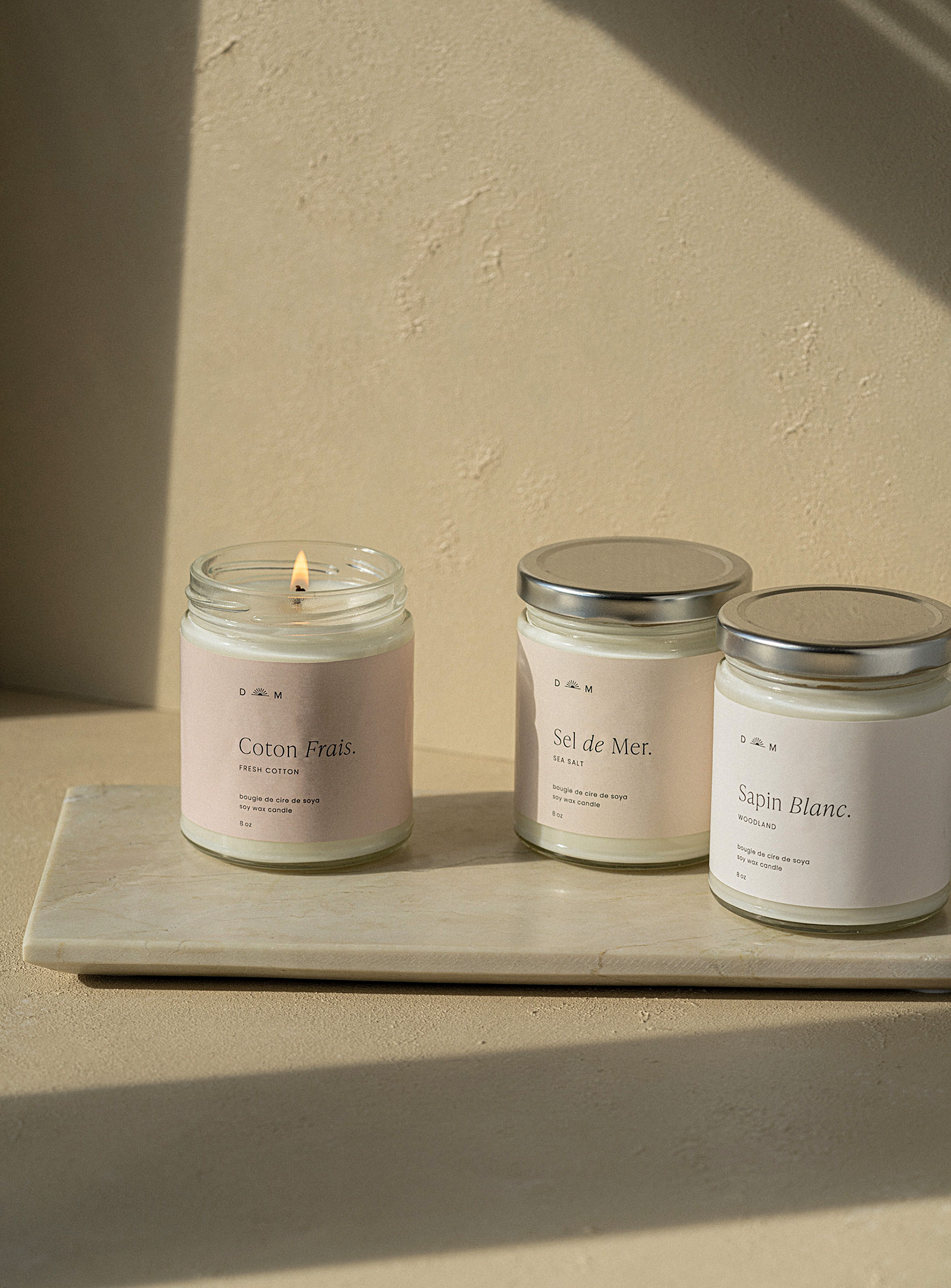Dimanche Matin - Classic candle trio Fresh cotton, white fir,& sea salt