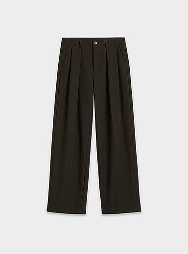 Le 31: Le pantalon monochrome plis plats Coupe ample <b>Importation de S&eacute;oul</b> Noir pour homme