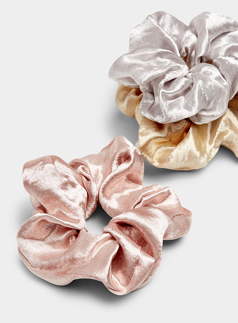 Simons Assorted Shiny satin scrunchies Set of 3 for women