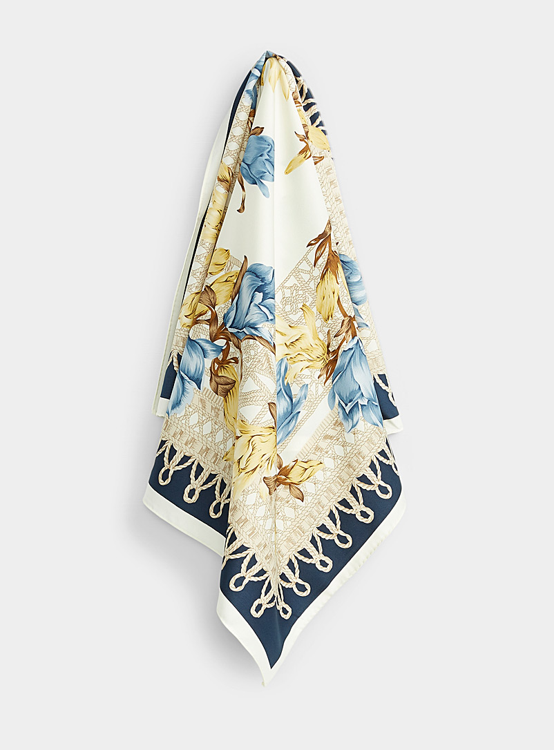 Le 31 Cream Beige Winter flower scarf for men
