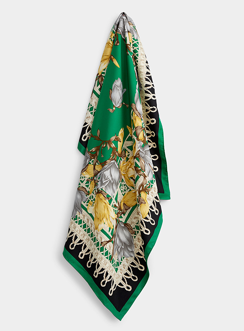 Le 31: Le foulard corde tressée et fleurs Vert pour homme