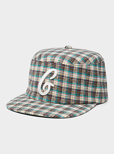 Embroidered letter check cap