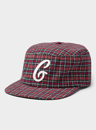 Embroidered letter check cap