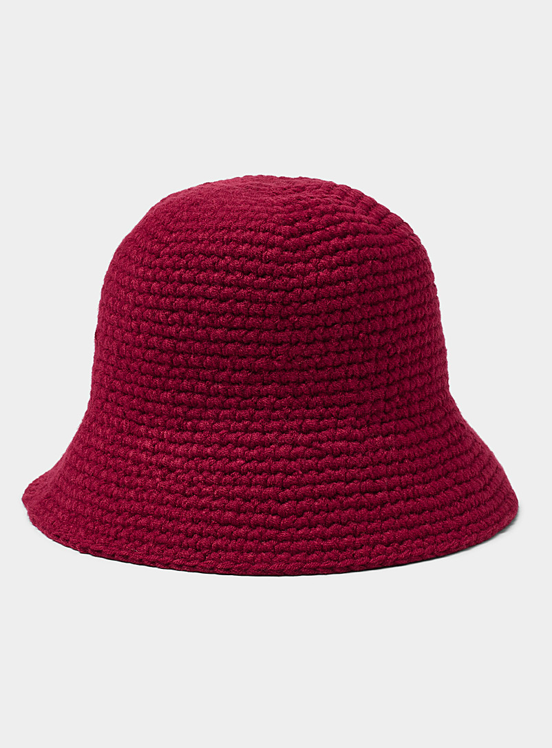 Simons Ruby Red Monochrome crochet bucket hat for women