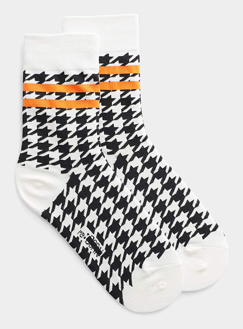 Simons Black and White Colourful houndstooth socks for women