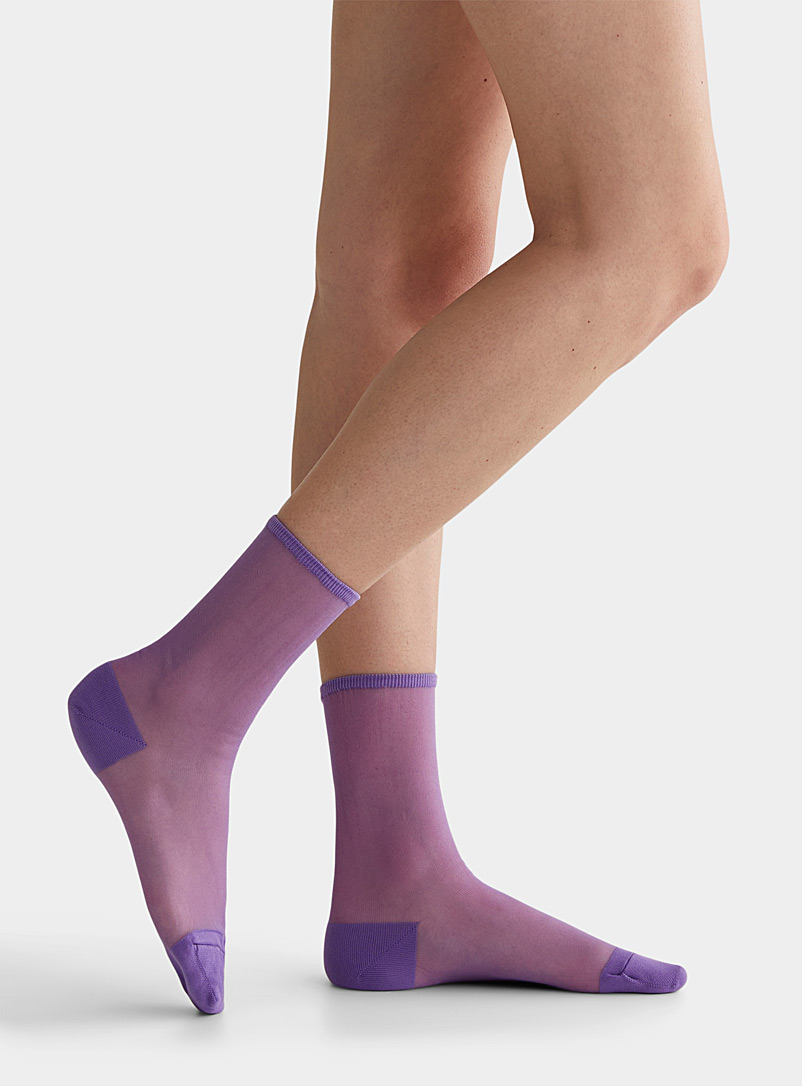 Simons Mauve Sheer sock for women