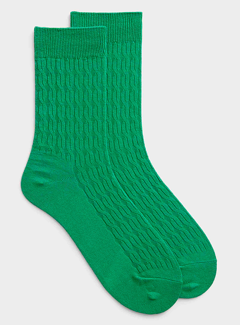 Le 31 Bottle Green Solid cable socks for men
