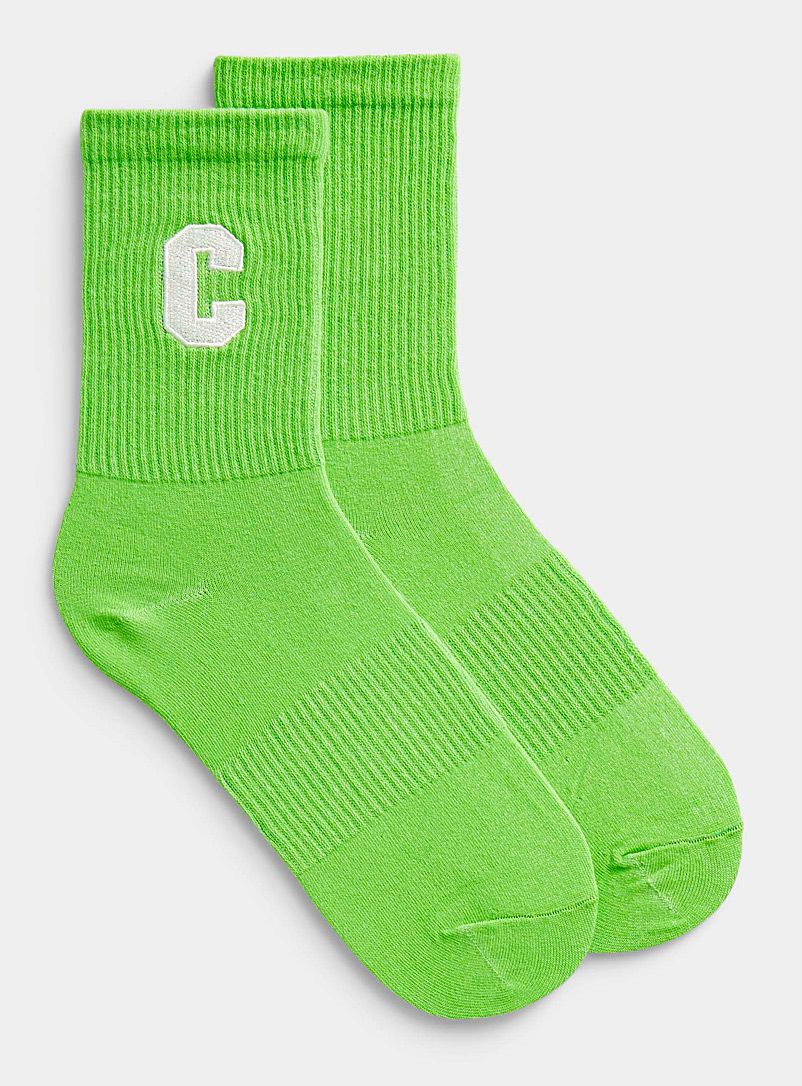Simons Green Letter C athletic sock for women