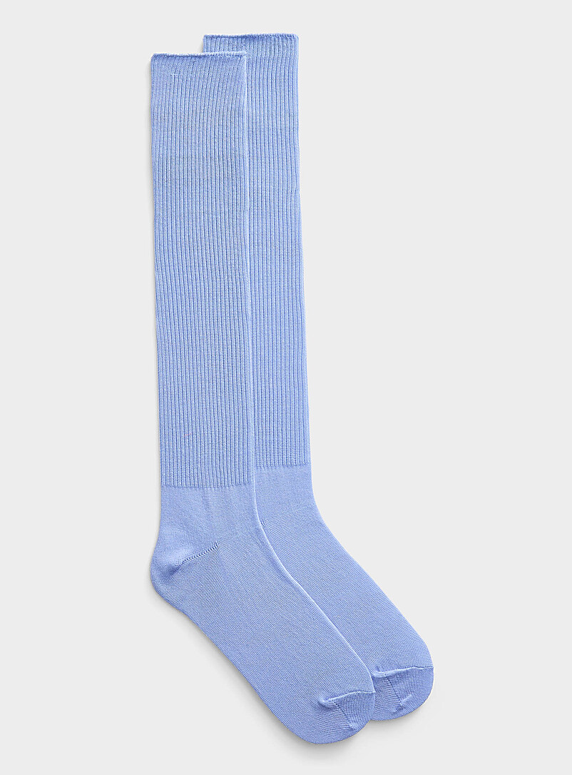 Solid Ribbed Knee-Highs