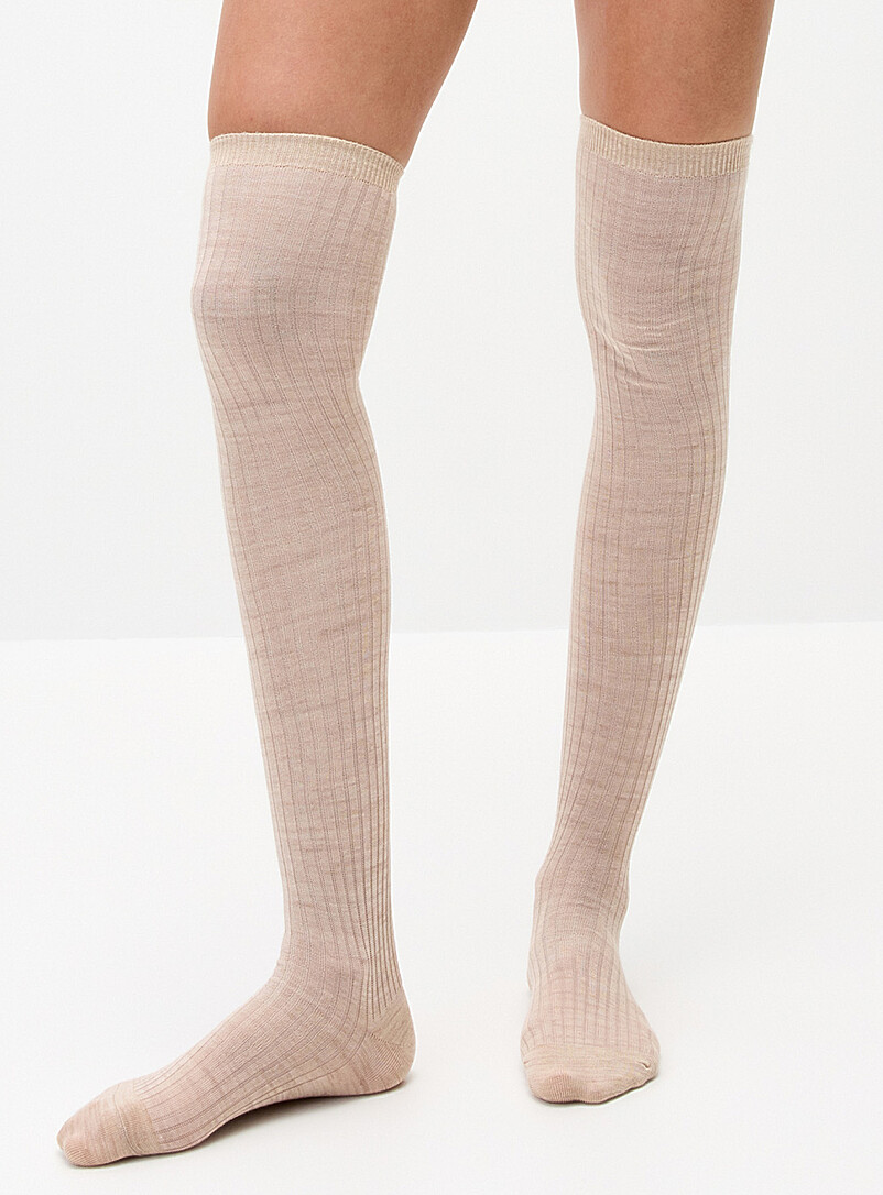 Ribbed Merino-Touch Thigh-Highs