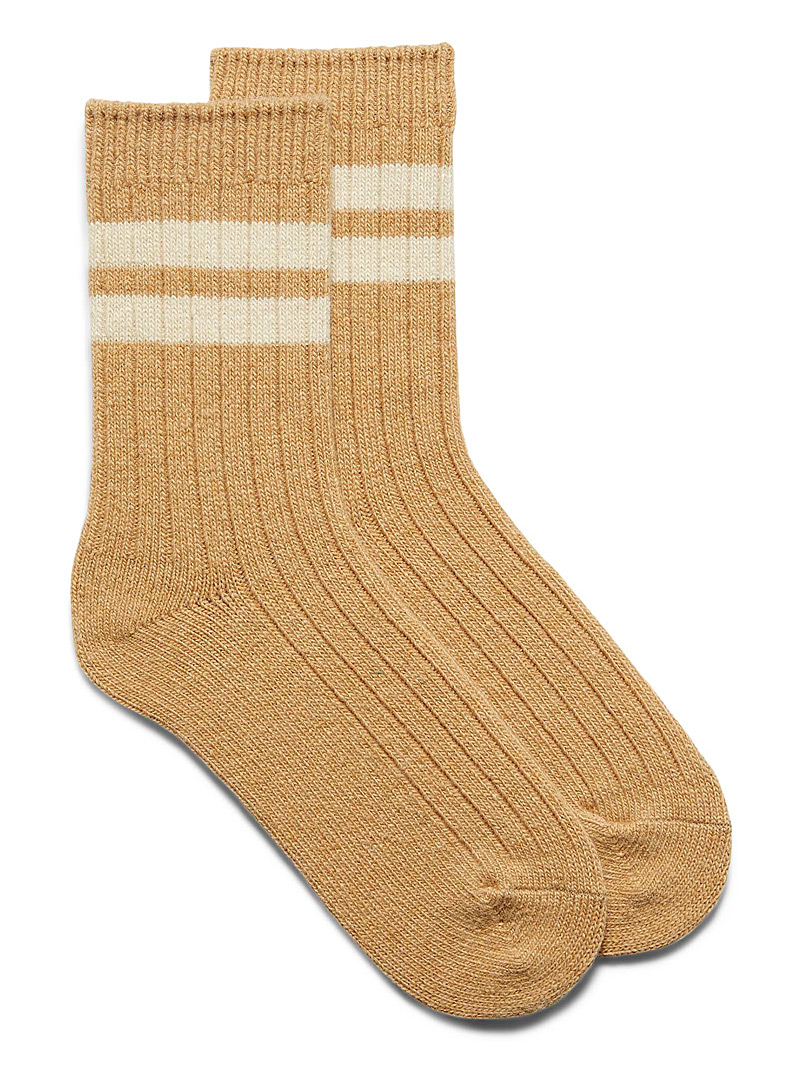 Simons Honey Striped earthy socks for women