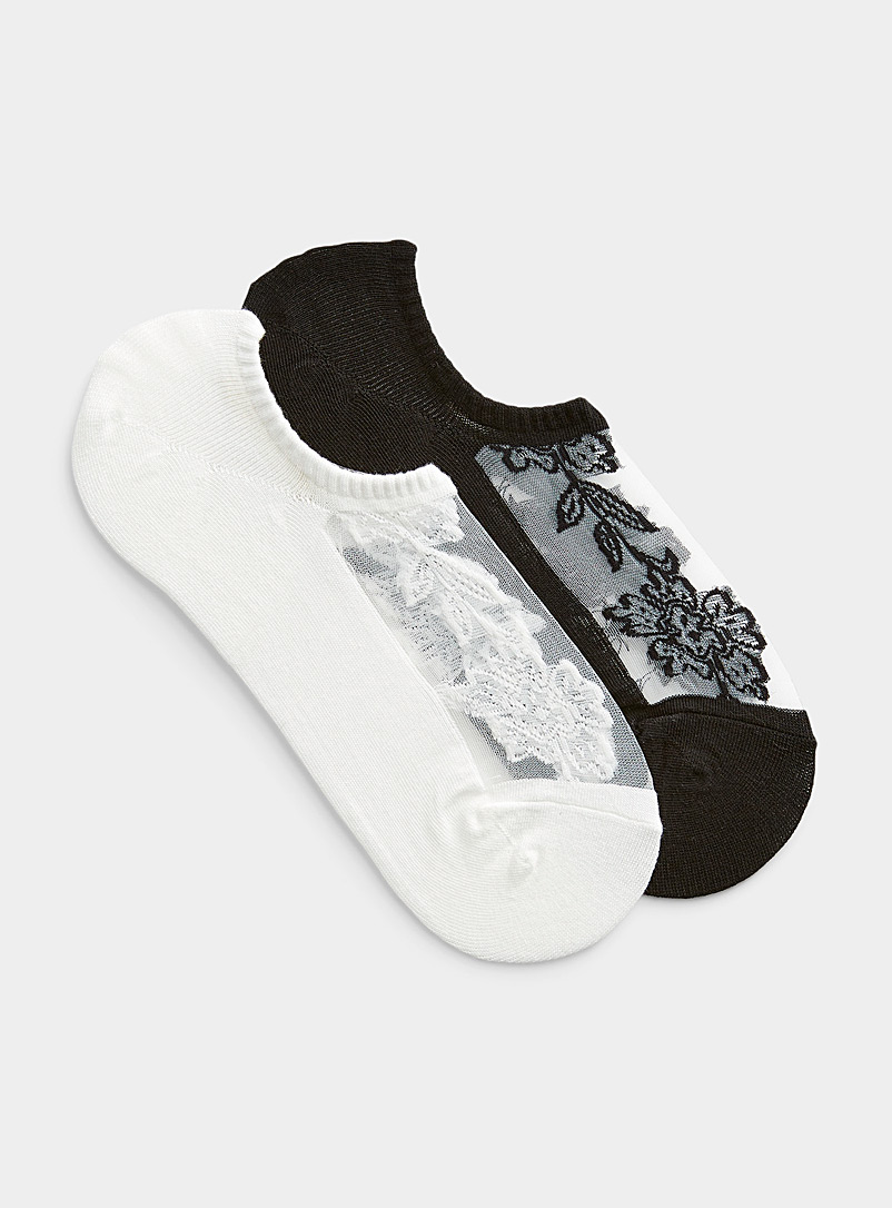 Gi&Gi Chaussettes Pour Femme Autonomes Éventails Dentelle Pieds Invisibles 20 Deniers Noir Naturel