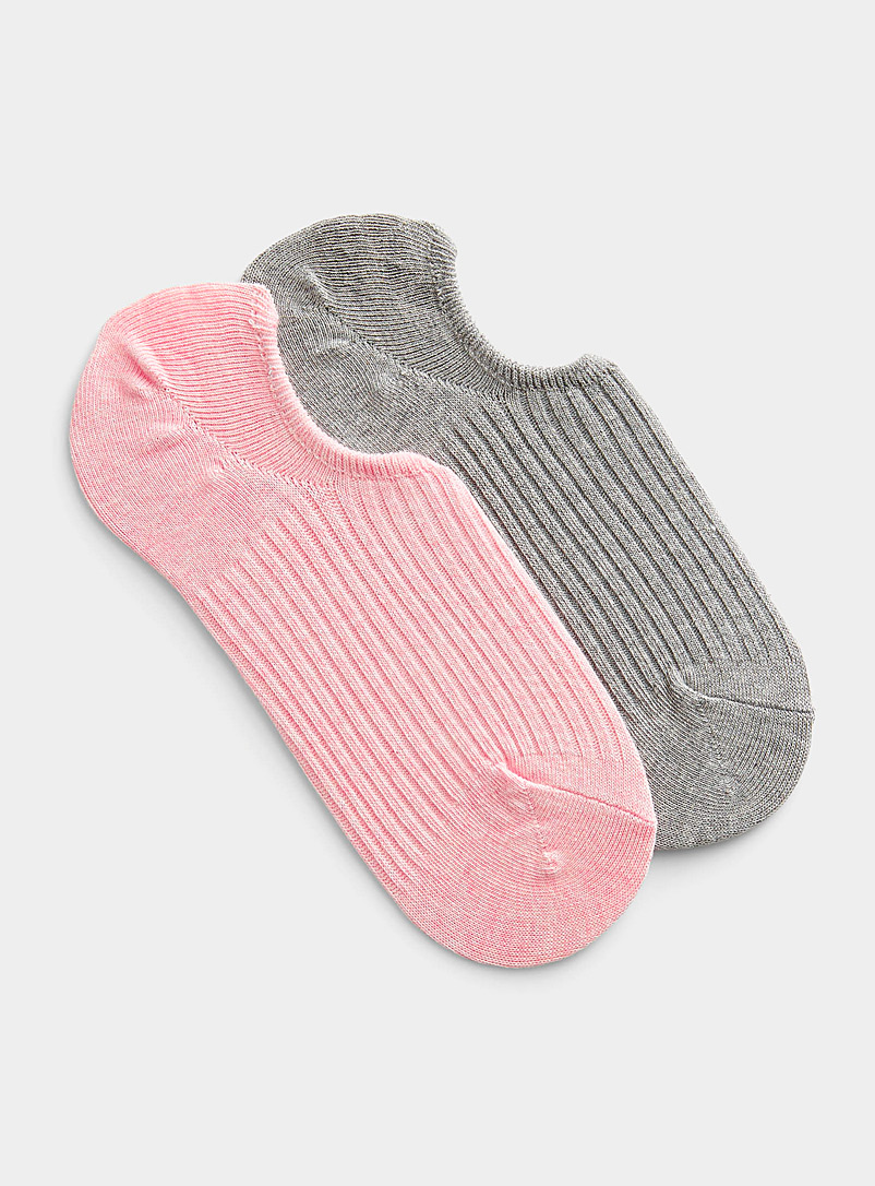 Simons Pink Ribbed foot liners Set of 2 for women