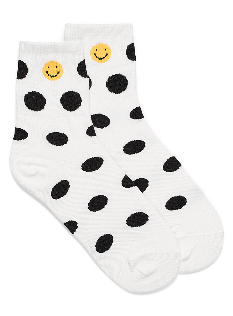 Simons White Smiley socks for women