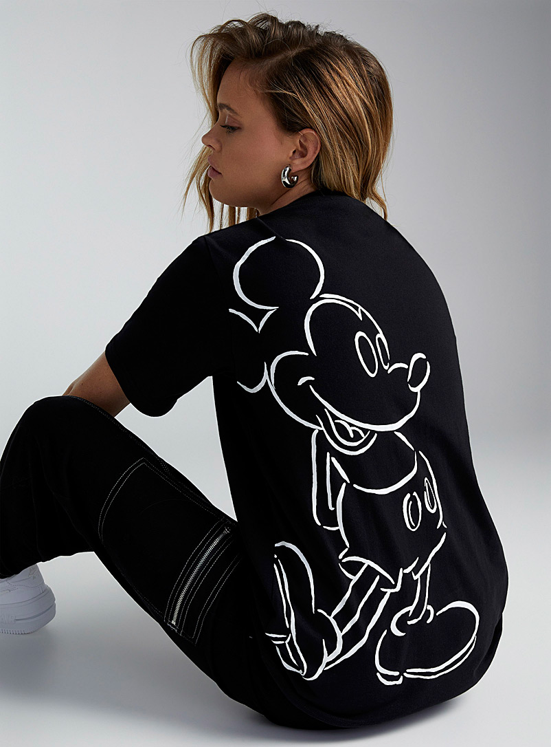 Twik Patterned Black Mickey Mouse T-shirt for women