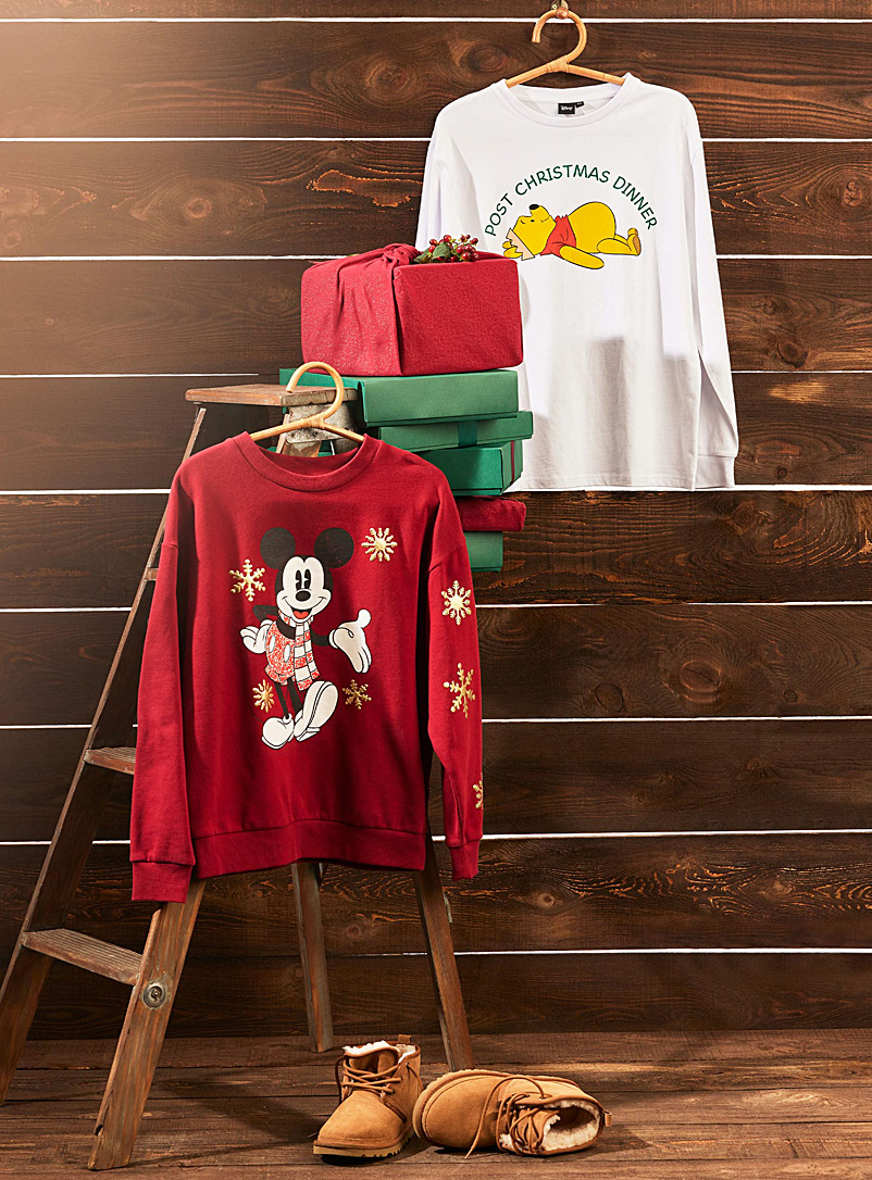 Twik Ruby Red Mickey Mouse and snowflakes sweatshirt for women