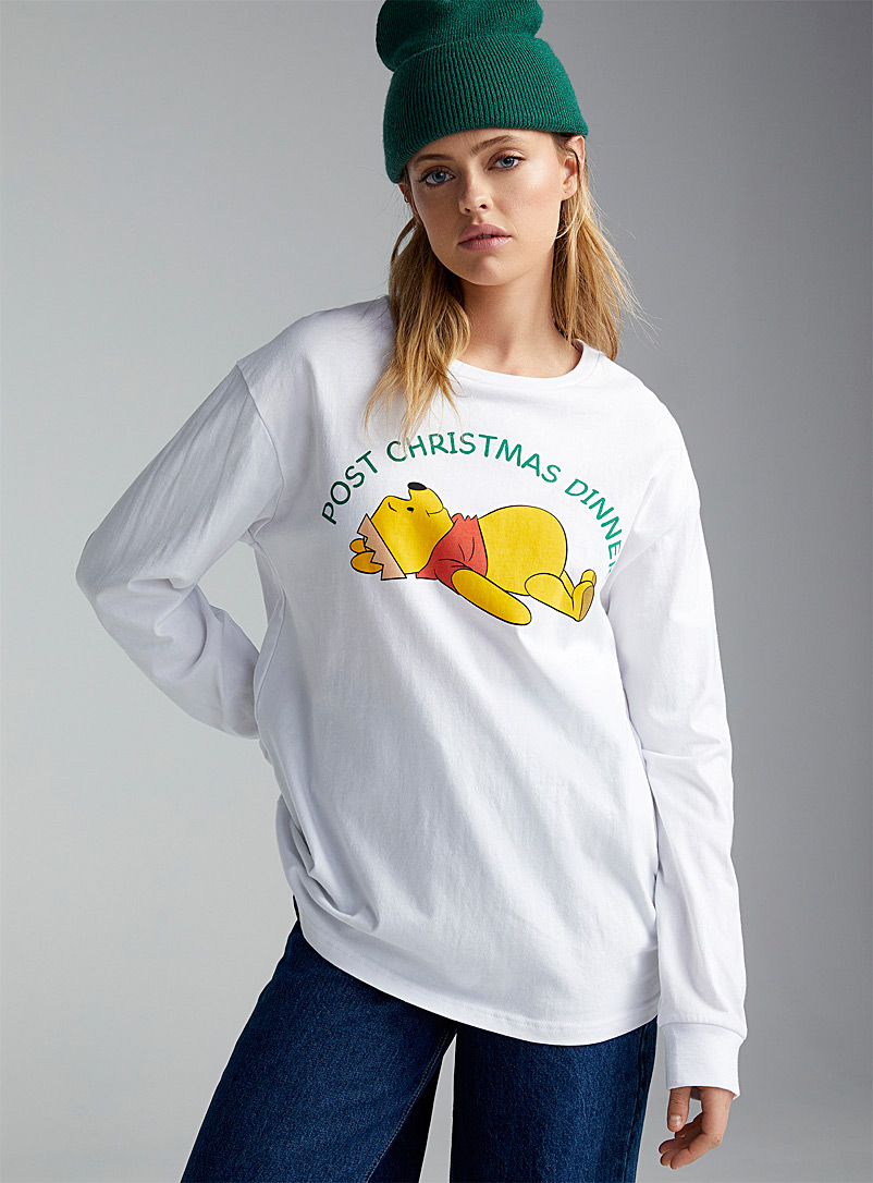 Twik: Le t-shirt Winnie l'ourson Blanc à motifs pour femme