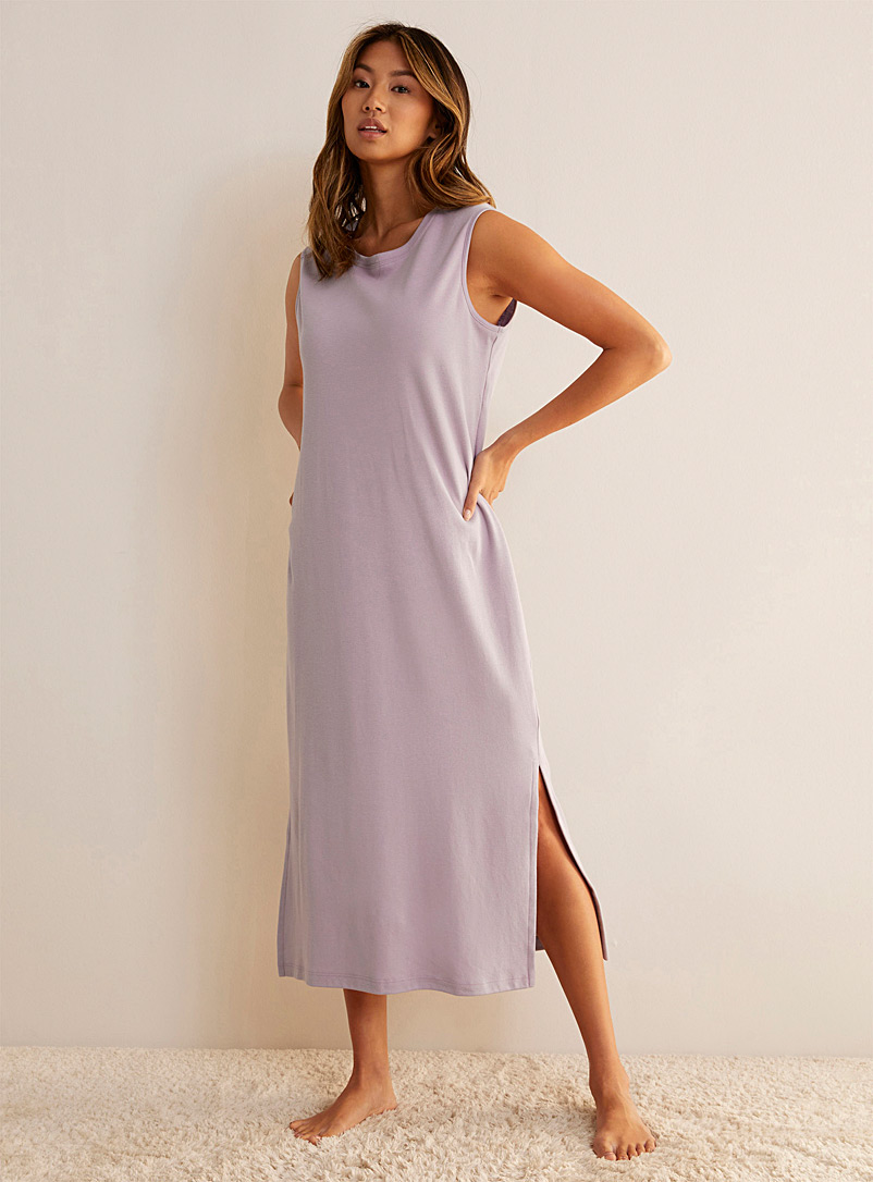 Miiyu Lilacs Soft Canadian-made cap-sleeve nightgown for women