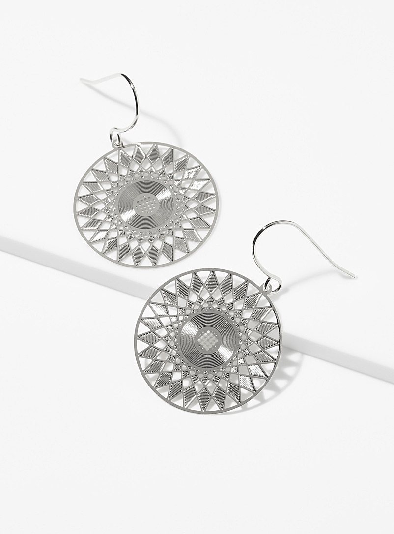Simons Silver Mandala earrings for women