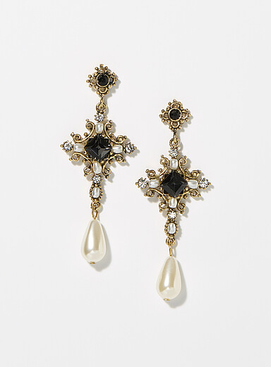 Baroque cross earrings