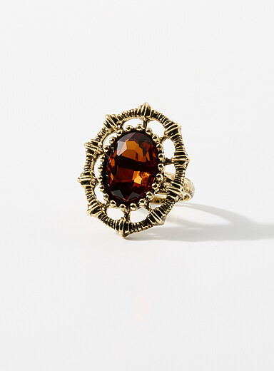 Amber stone decorative ring | Simons | Shop Women's Rings Online | Simons