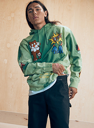 Market Green Eclectic icon tie-dye hoodie for men