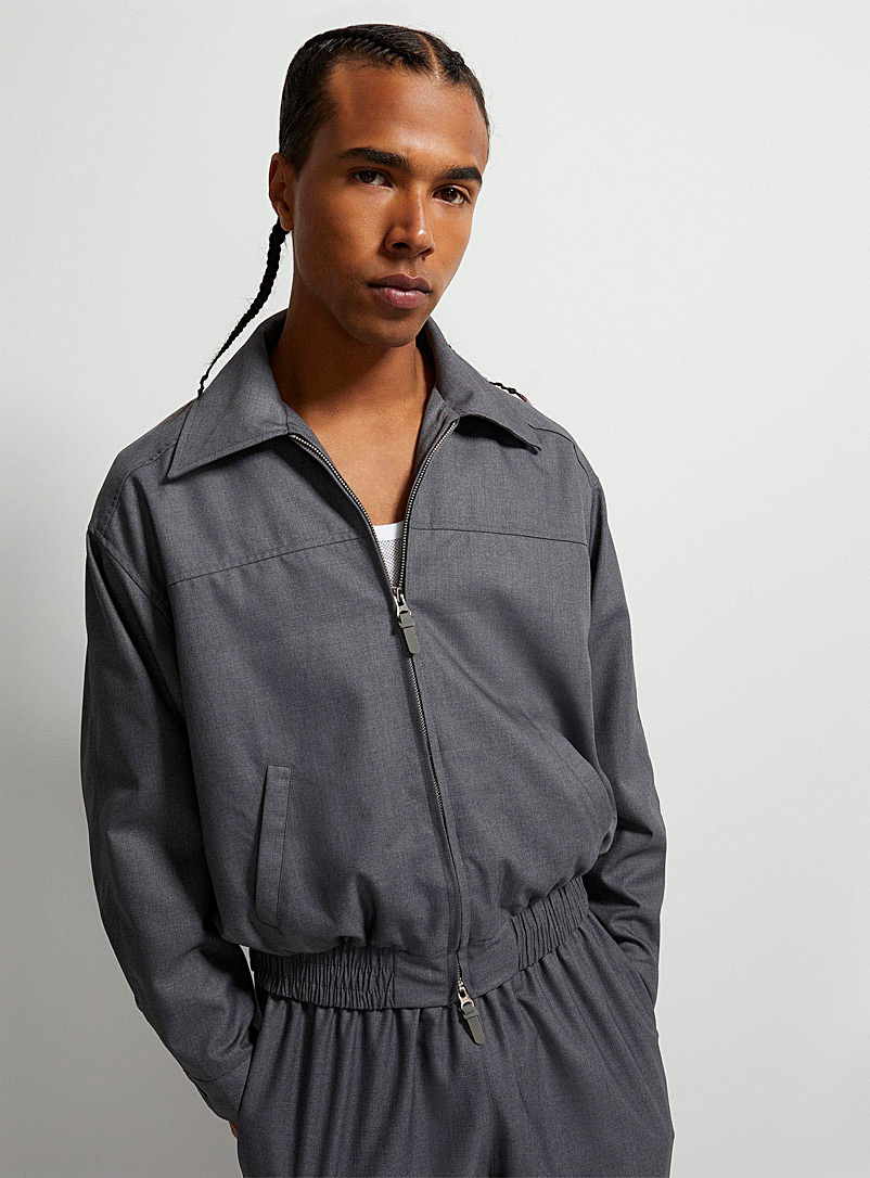 Le 31 Dark Grey Grey twill dress jacket for men