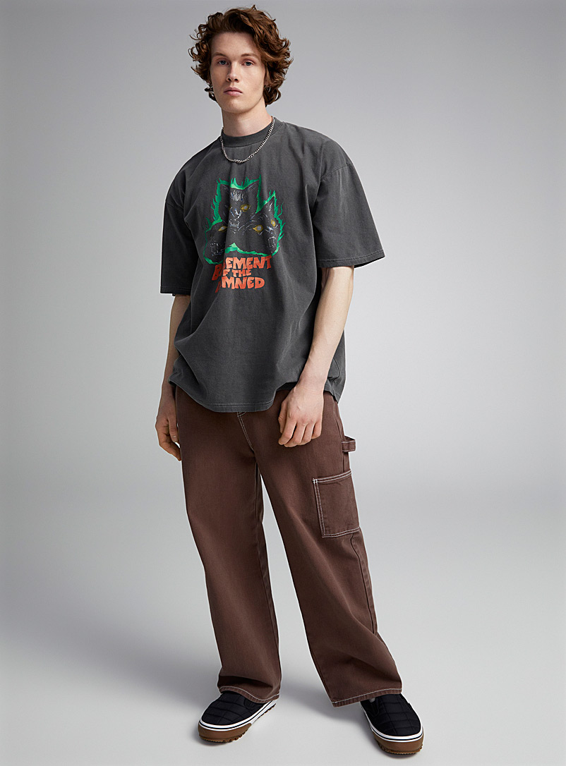 Djab Brown Topstitch carpenter pant Relaxed fit for men
