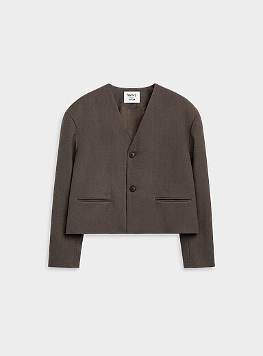 Le 31 Chocolate/Espresso Micro-check suit jacket <b>Seoul collection</b> for men