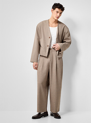 Micro-check pleated barrel pant <b>Imported from Seoul</b>