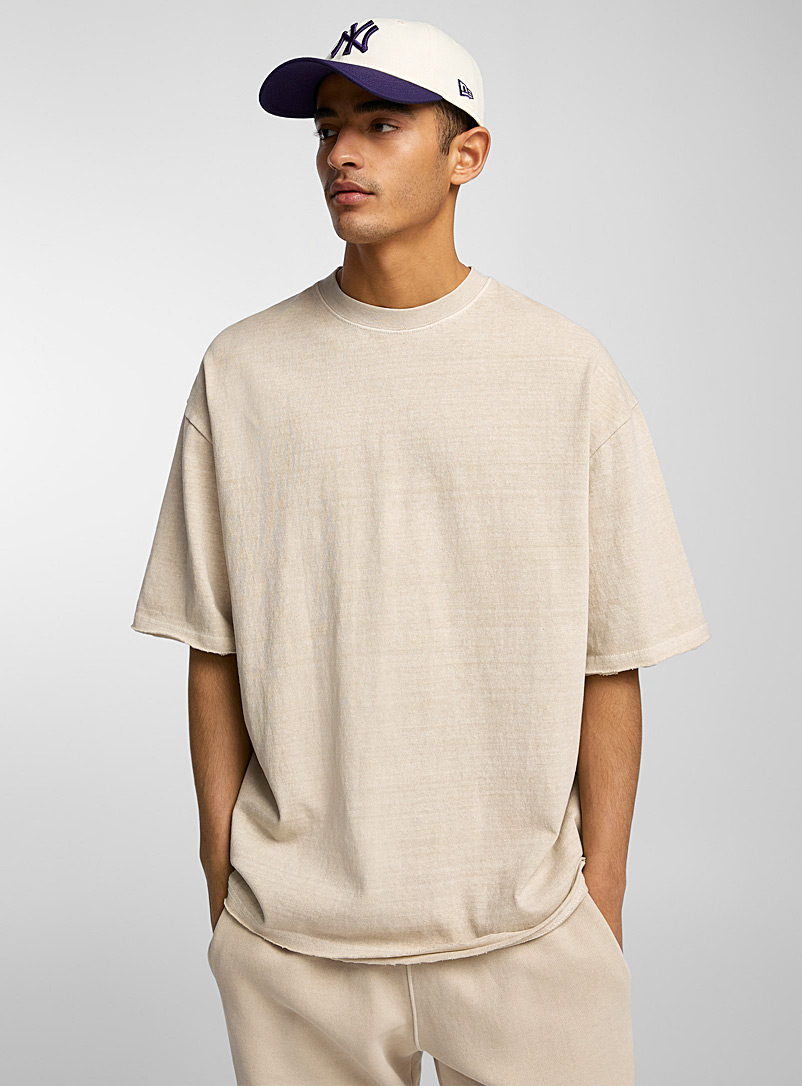 Le 31: Le t-shirt surdimensionné jersey décoloré Sable pour homme