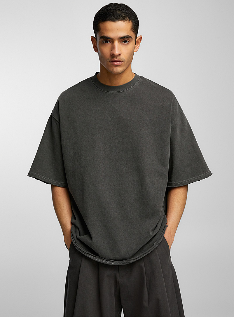 Le 31 Charcoal Faded jersey oversized T-shirt for men