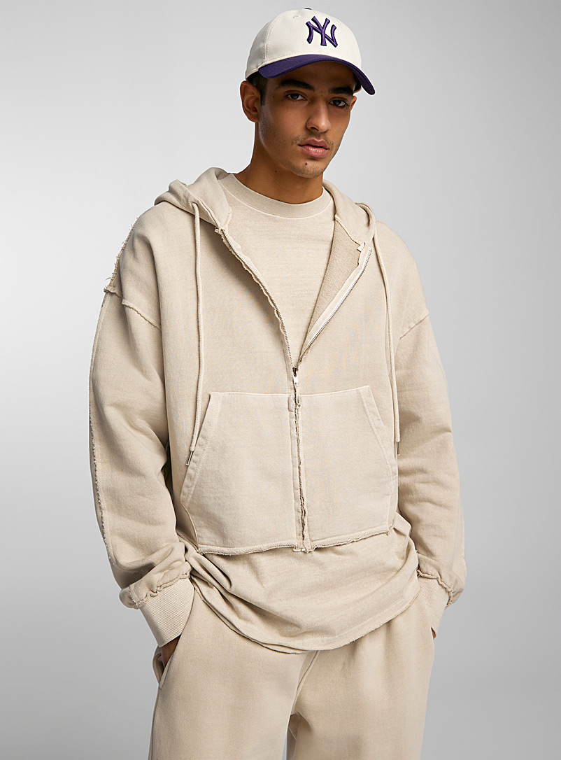 Le 31 Sand Faded zipped hoodie for men