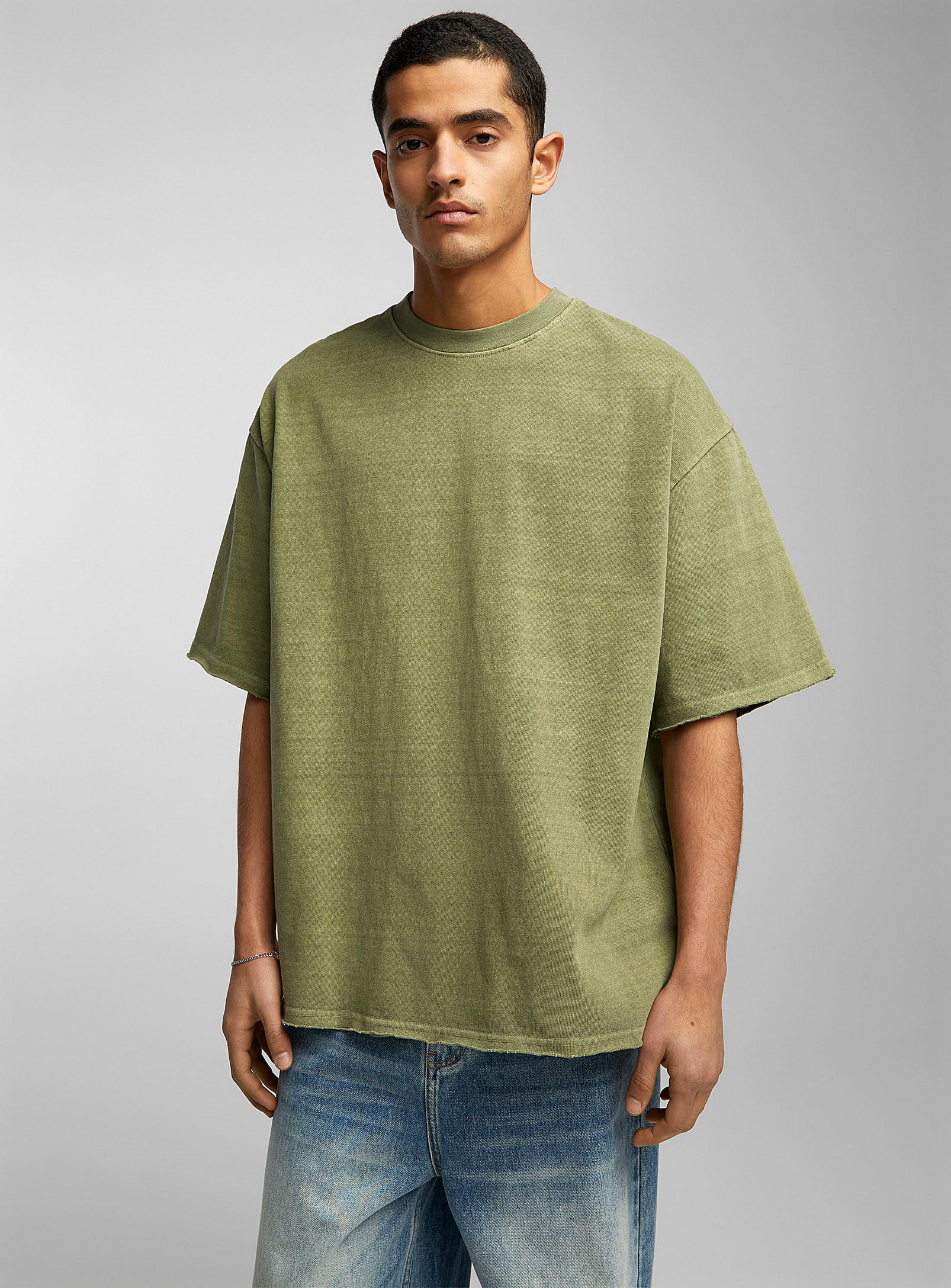Le 31 Faded Jersey Oversized T-shirt In Mossy Green