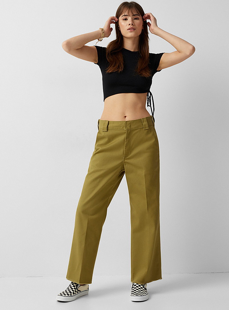Dickies Khaki Cropped twill pant for women