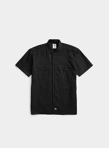 Dickies: La chemise m&eacute;canicien manches courtes Noir &agrave; motifs pour homme
