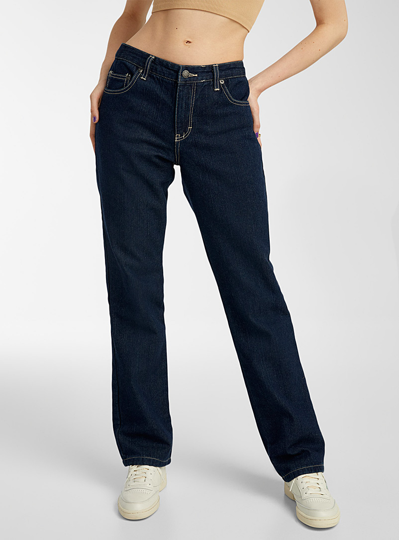 Dickies Marine Blue Flannel-lined straight jean for women