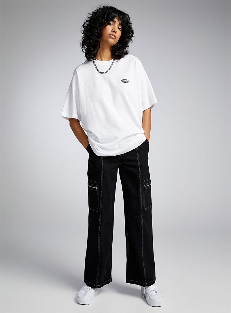 Dickies: Le t-shirt carré ample logo brodé Blanc pour femme