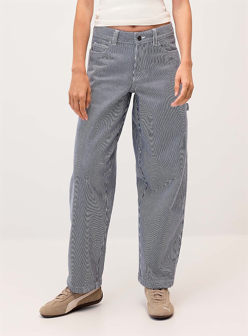 Dickies Slate Blue Loose striped carpenter pant for women